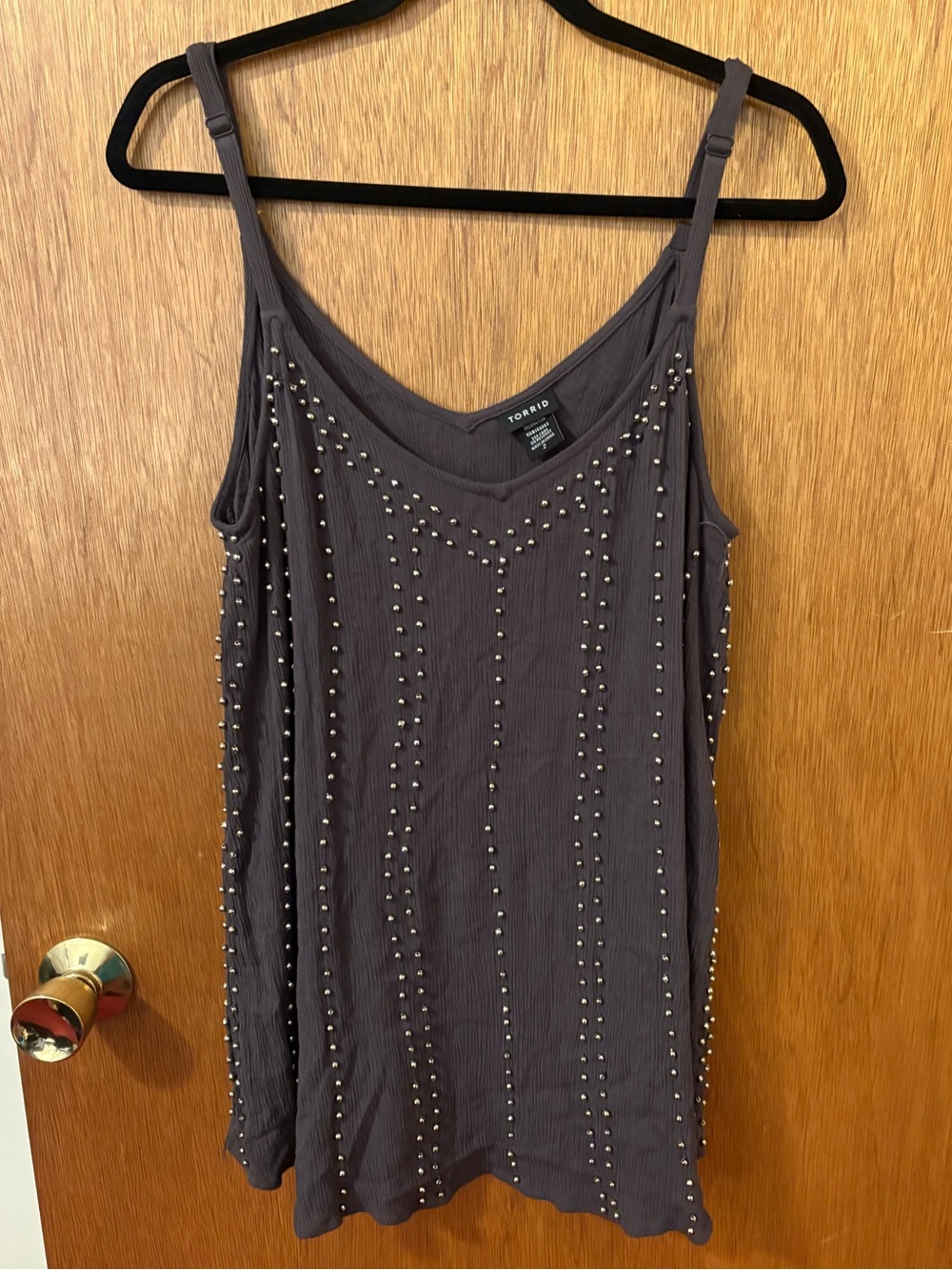 torrid Charcoal Gray Beaded Ribbed Tank
